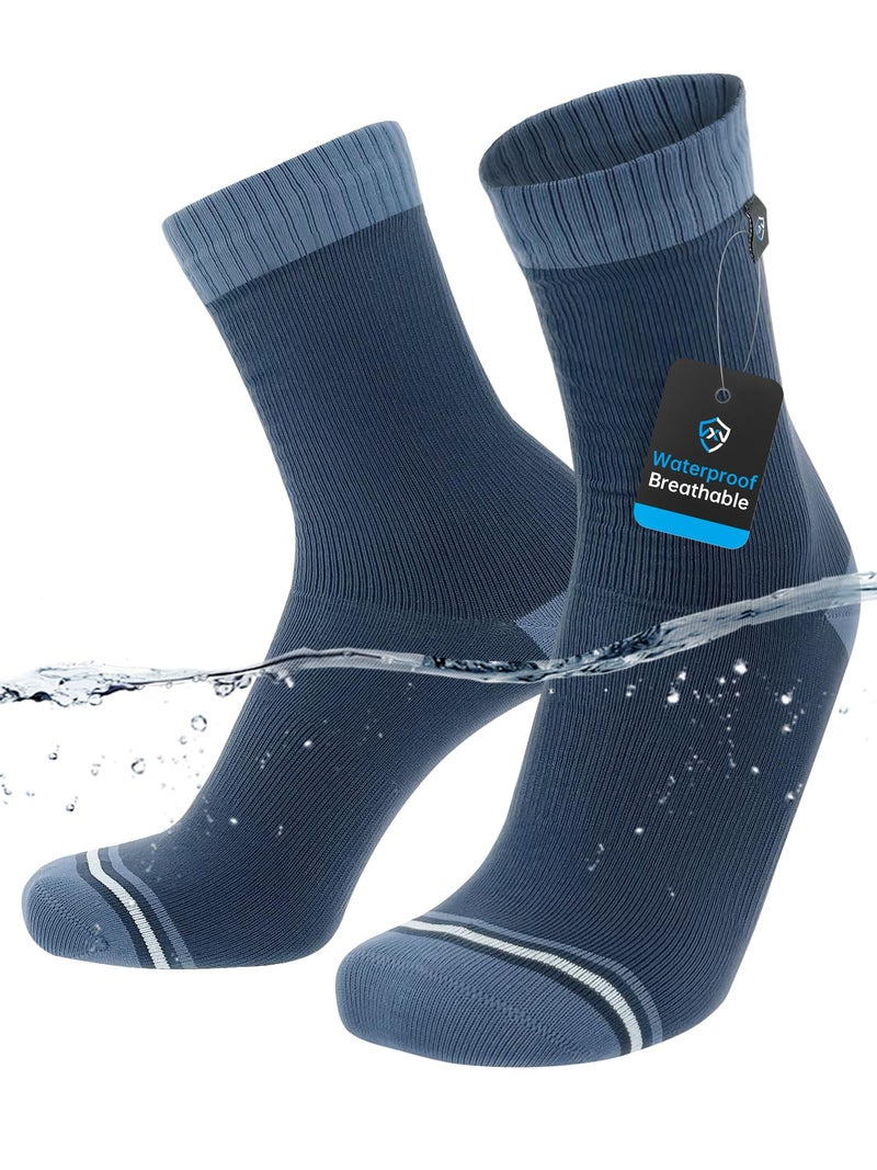 DexShell Waterproof Everyday Socks for Men & Women â€“ Breathable Quarter Crew Socks for Walking, Commuting & All-Weather Comfort â€“ BWT Blue, Large - Image 1